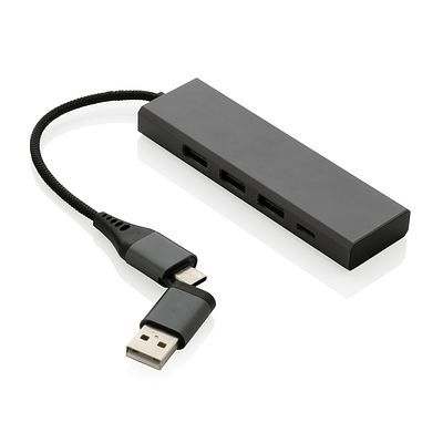 Hub Terra de aluminio reciclado RCS con 3 puertos USB